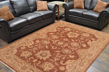 handmade Traditional Kafkaz Chobi Ziegler Brown Tan Hand Knotted RECTANGLE 100% WOOL area rug 8 x 9